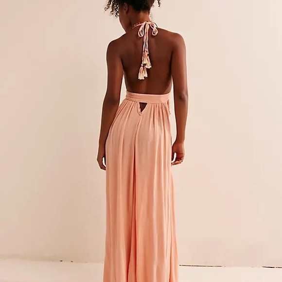 Free People Look Into The Sun Maxi Dress - Coral Pink RARE Large - Picture 2 of 2